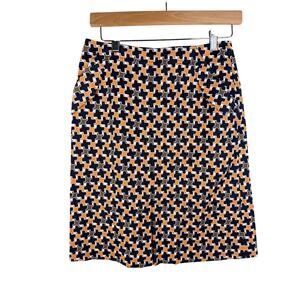 New Talbots‎ Geometric Print Skirt size 4 Blue/Orange/White